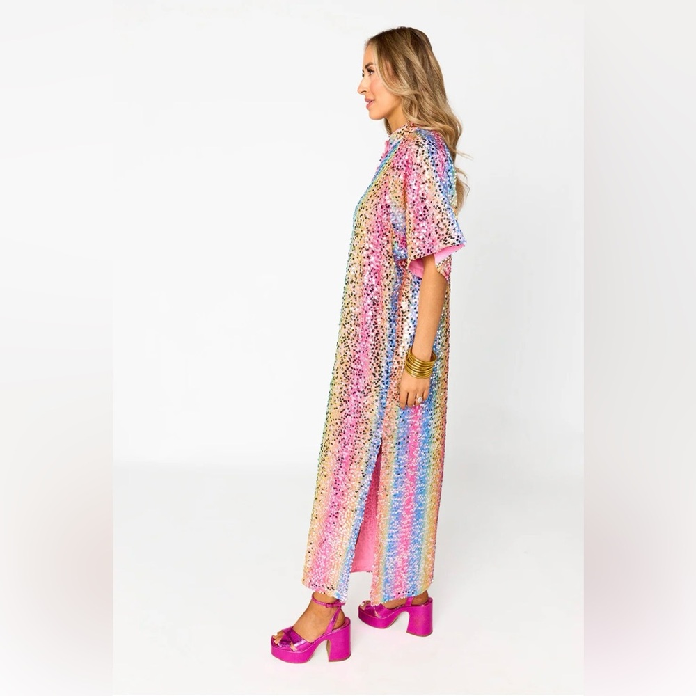 Buddy Love NWT Leighton Colorful Sequin Festival Maxi Dress Sz XS Party Rainbow - Picture 2 of 12